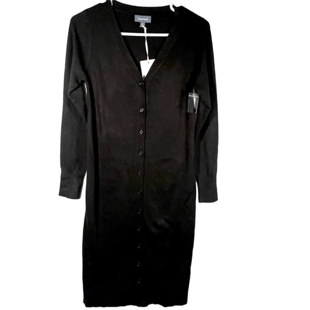 New ModCloth black button down v neck sweater cardigan dress size women’s XS